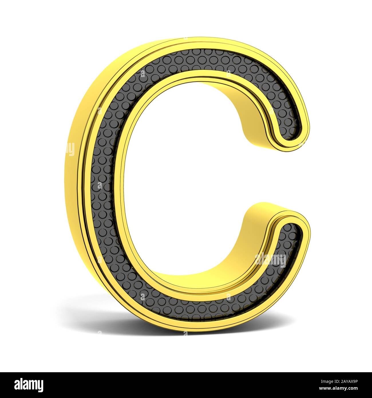 Golden and black round alphabet. Letter C. 3D Stock Photo - Alamy