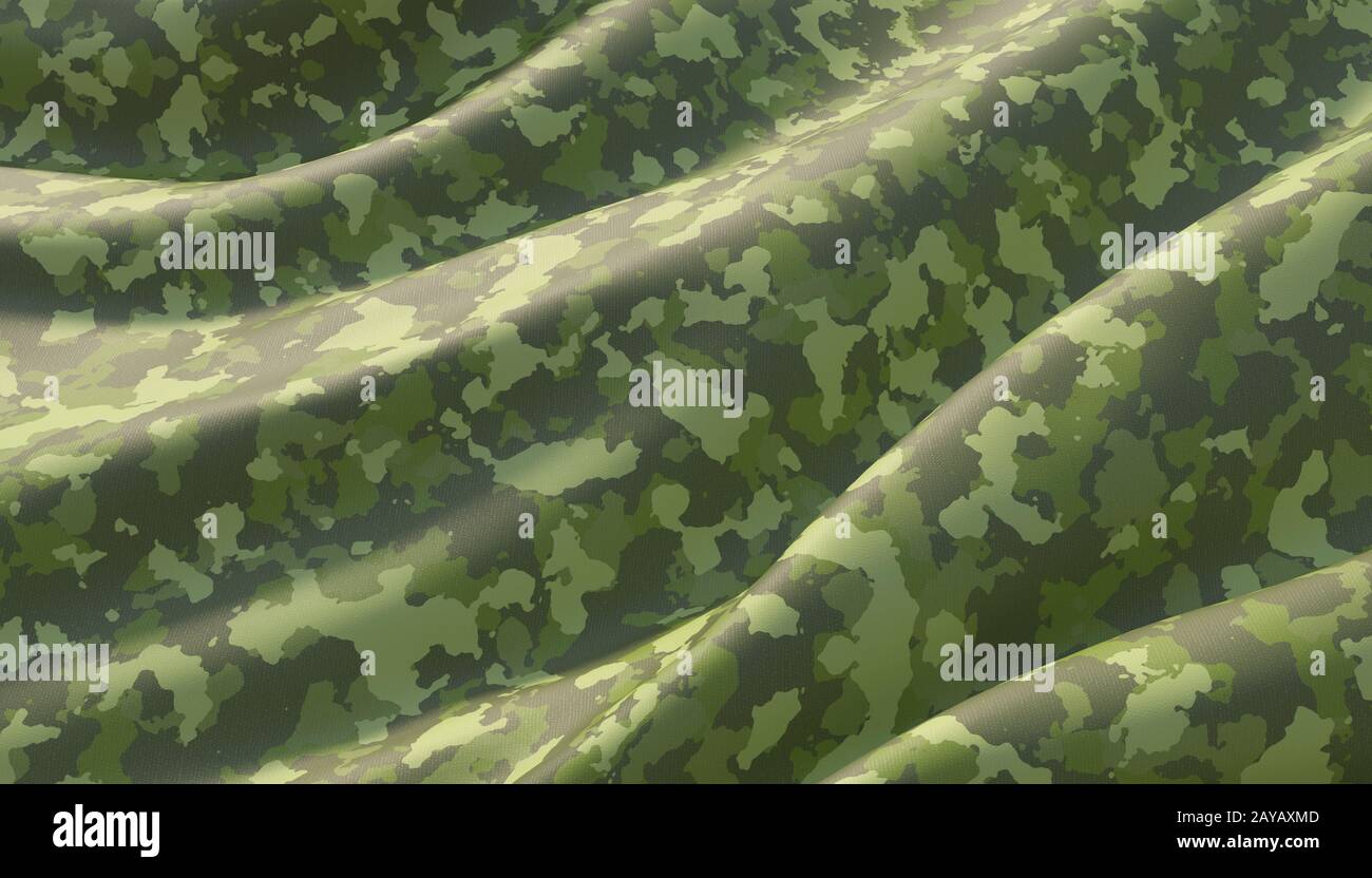 Military war background camouflage khaki pattern. 3D render. Stock Photo