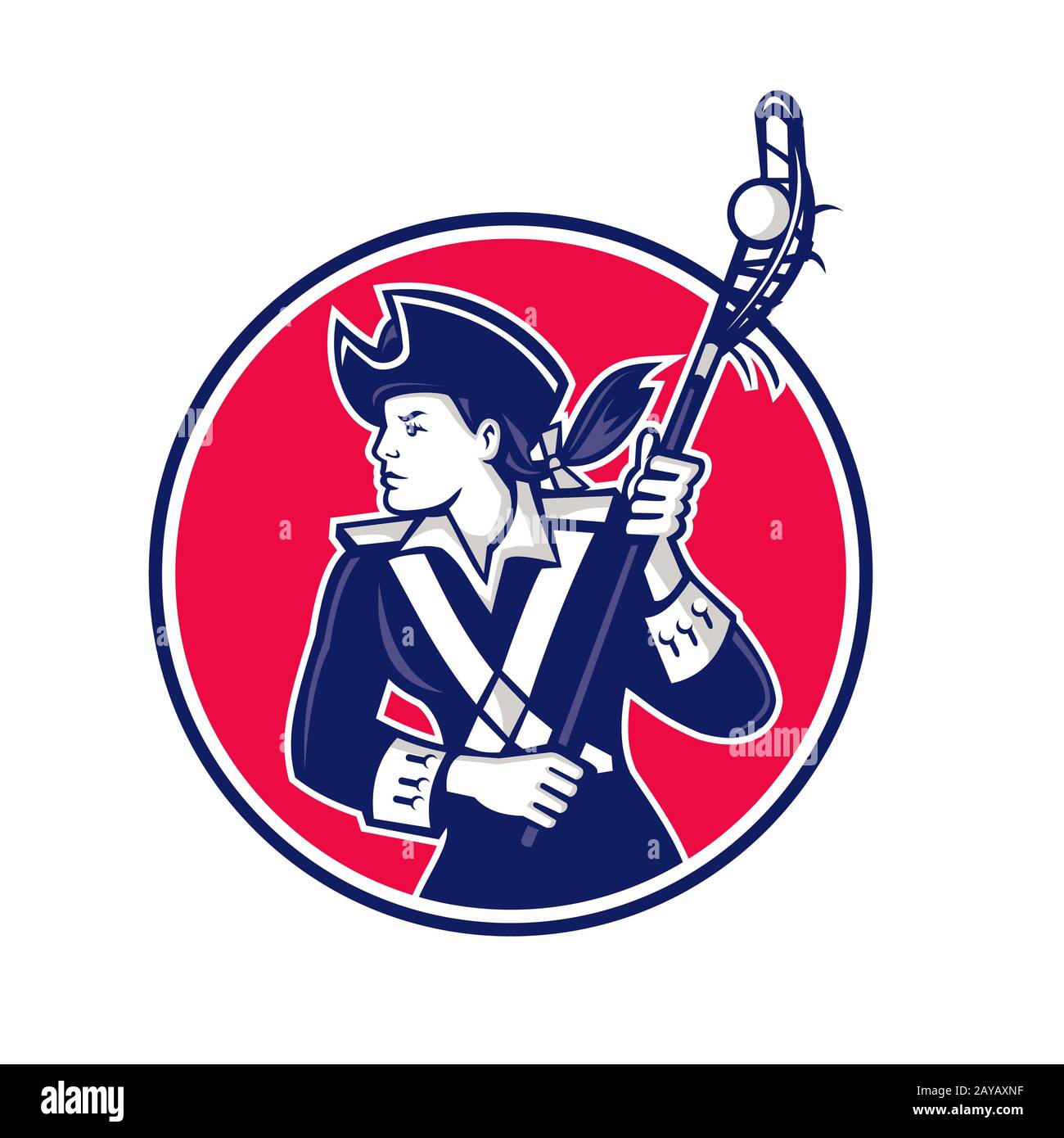 Female Lacrosse Player Patriot Mascot Stock Photo Alamy