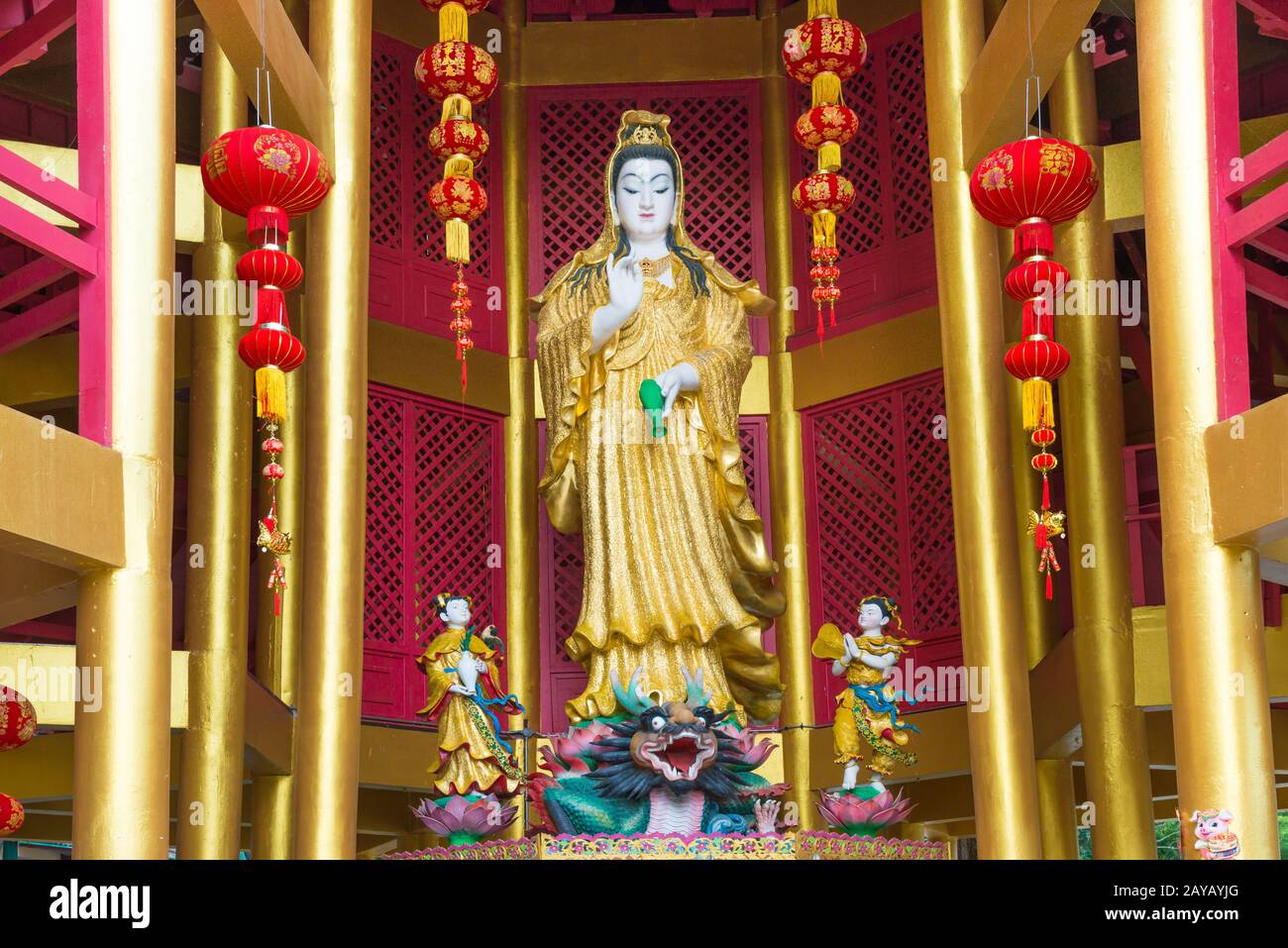 Statue of goddess Guanyin in Thailand Stock Photo