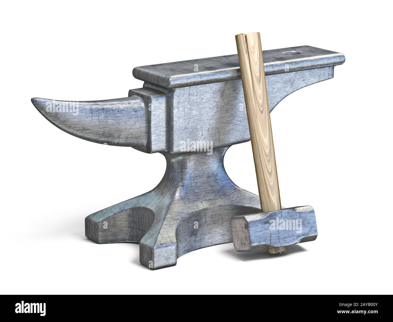 Blacksmith anvil and hammer 3D Stock Photo - Alamy