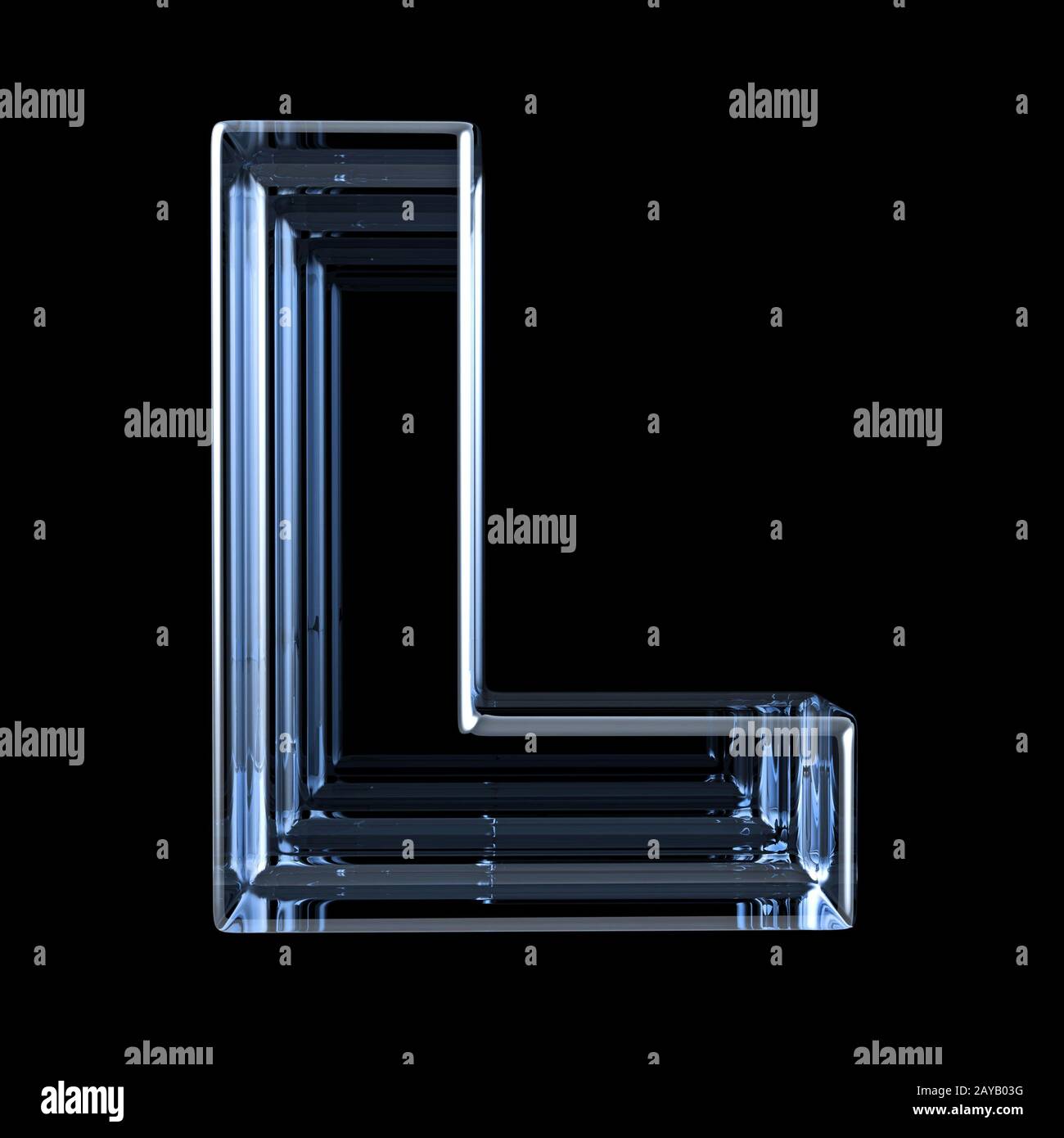 Transparent x-ray letter L. 3D Stock Photo