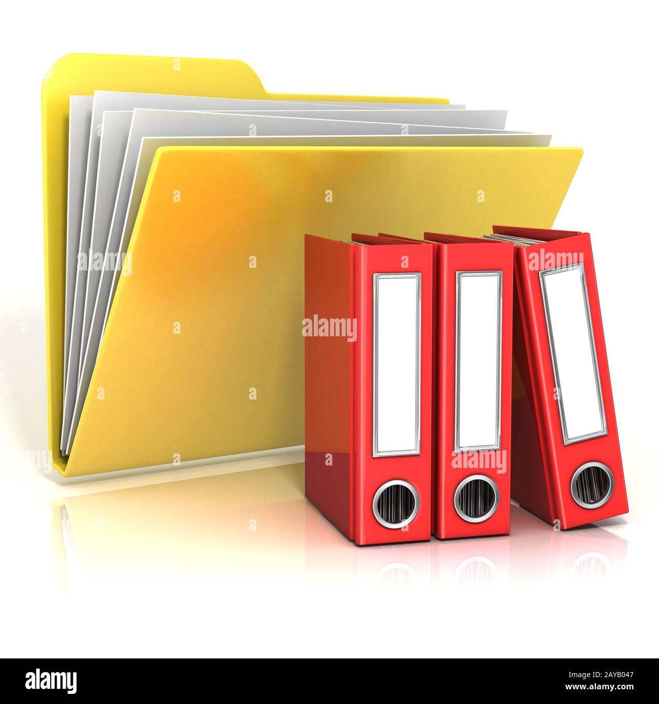 Folder icon with red ring binders. 3D Stock Photo - Alamy