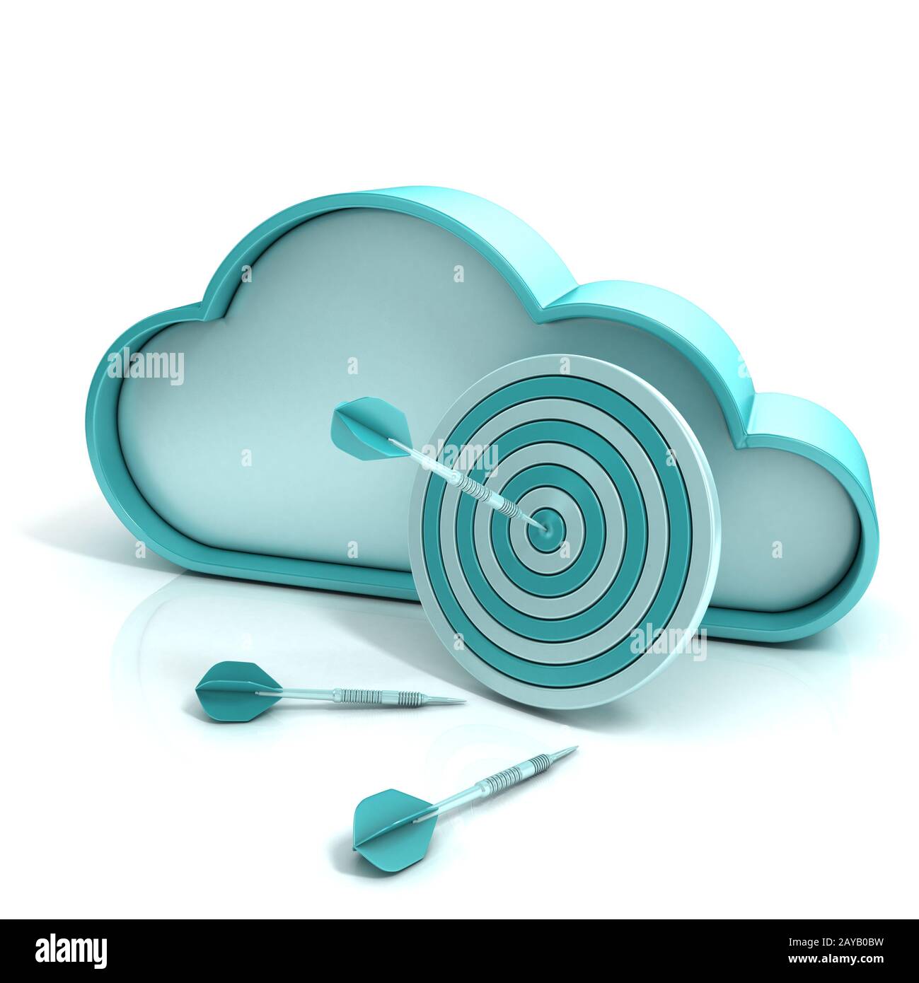 Cloud target and darts 3D computer icon Stock Photo - Alamy