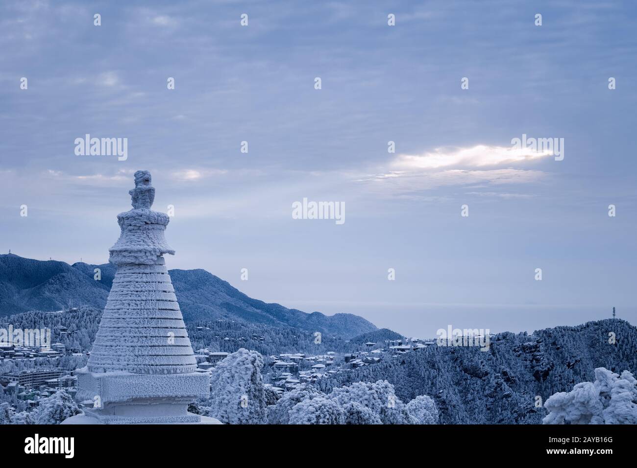lushan mountain landscape in winter Stock Photo
