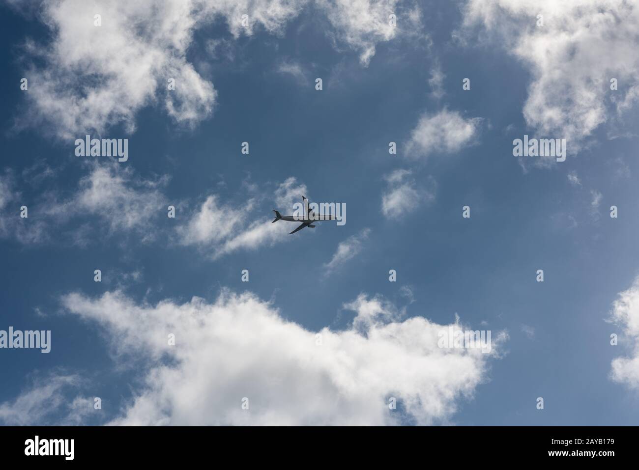 blue sky background of airplane Stock Photo - Alamy