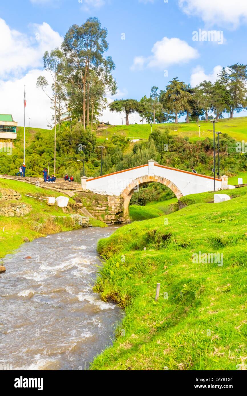 Tunja Colombia Boyaca bridge and river in a sunny day Stock Photo
