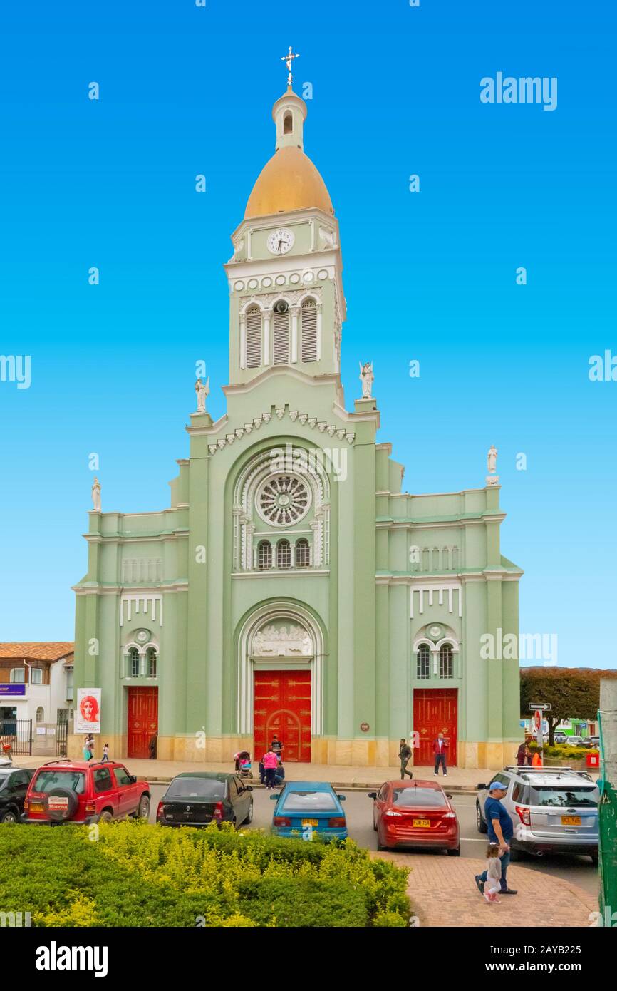 Colombia Cajica Immaculate conception church with blue sky Stock Photo