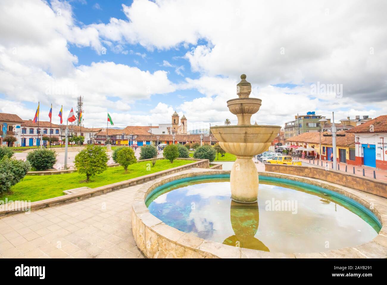 Colombia Zipaquira fountain of independence square Stock Photo