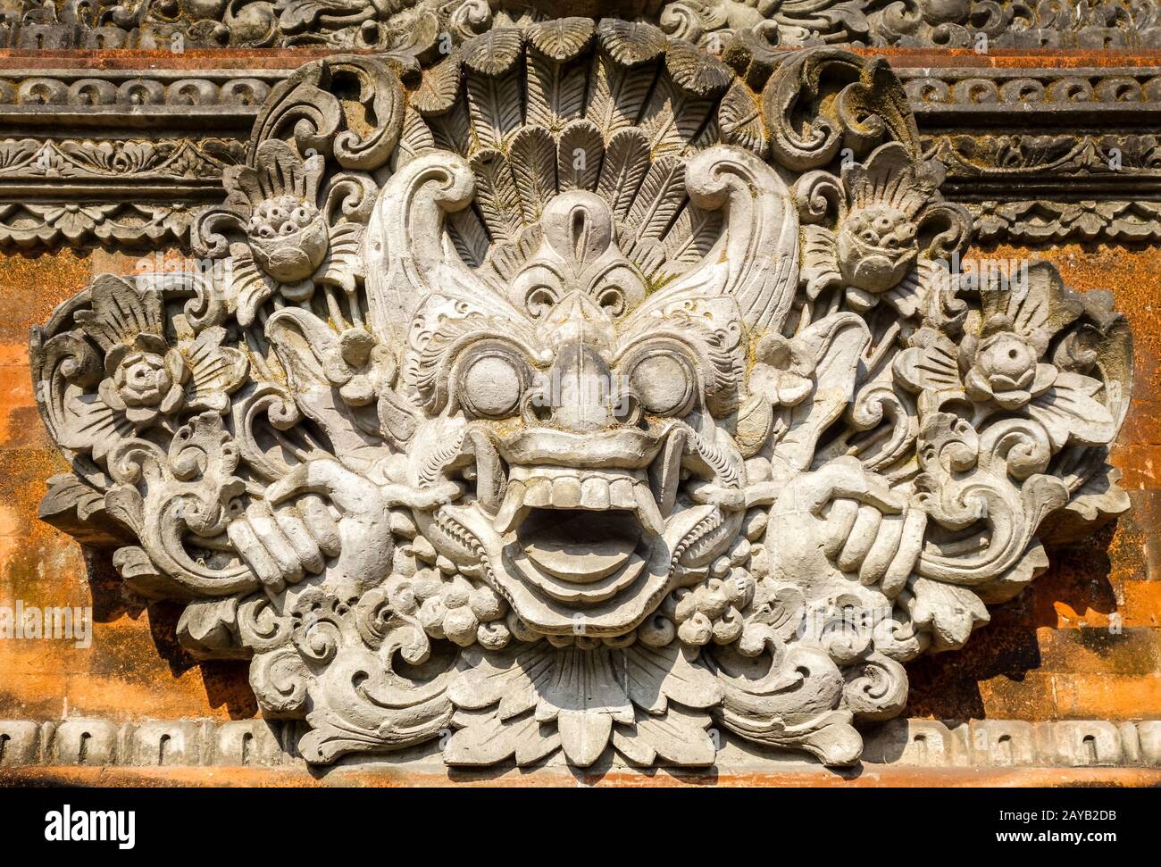 Statue on a temple entrance door, Ubud, Bali, Indonesia Stock Photo