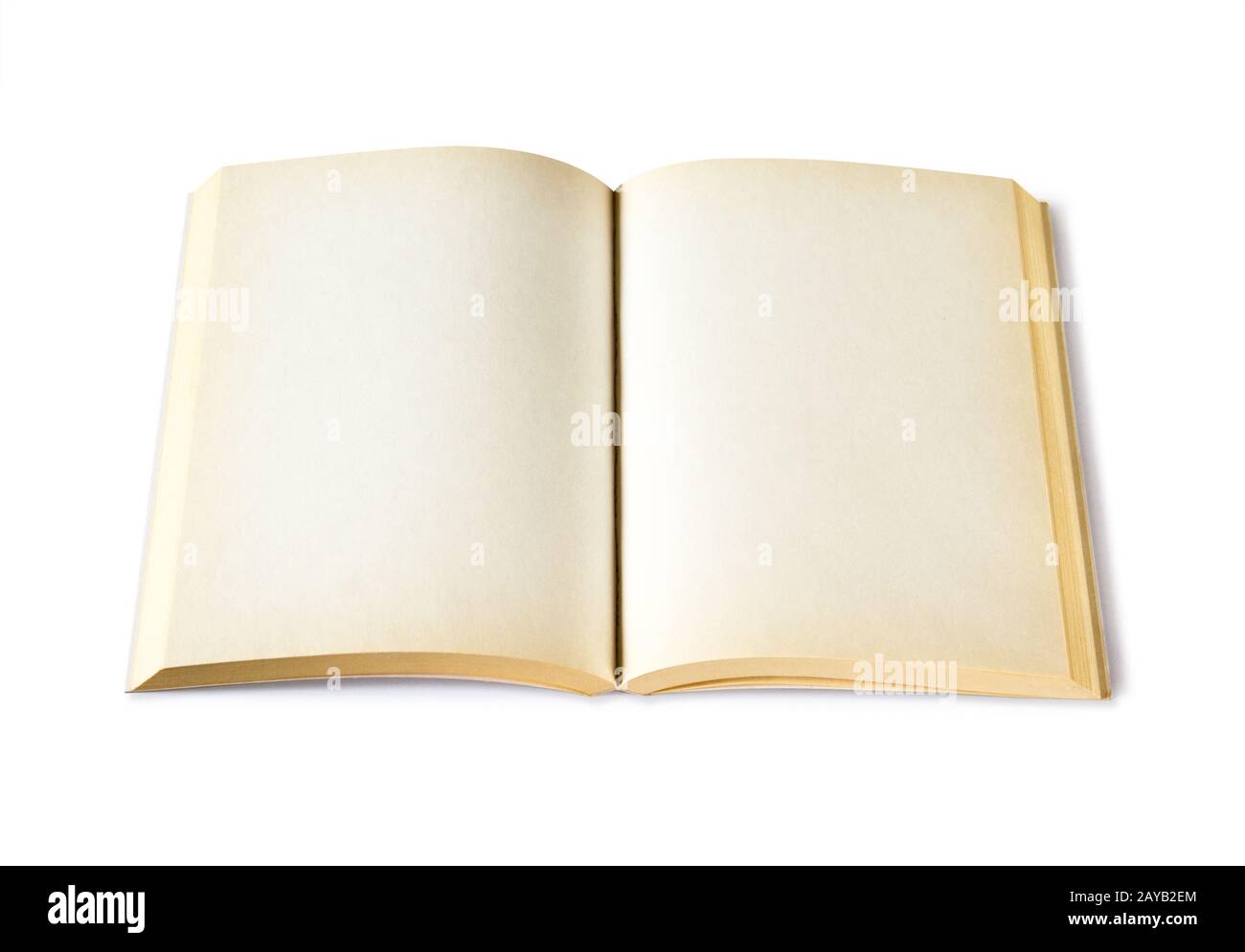 Old open blank book isolated on white Stock Photo