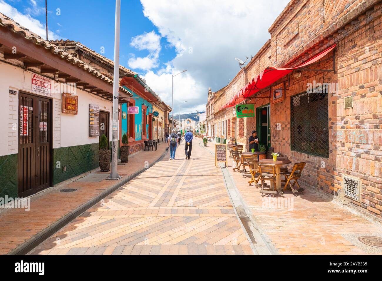 Colombia Chia pedestrian street in the historic center Stock Photo