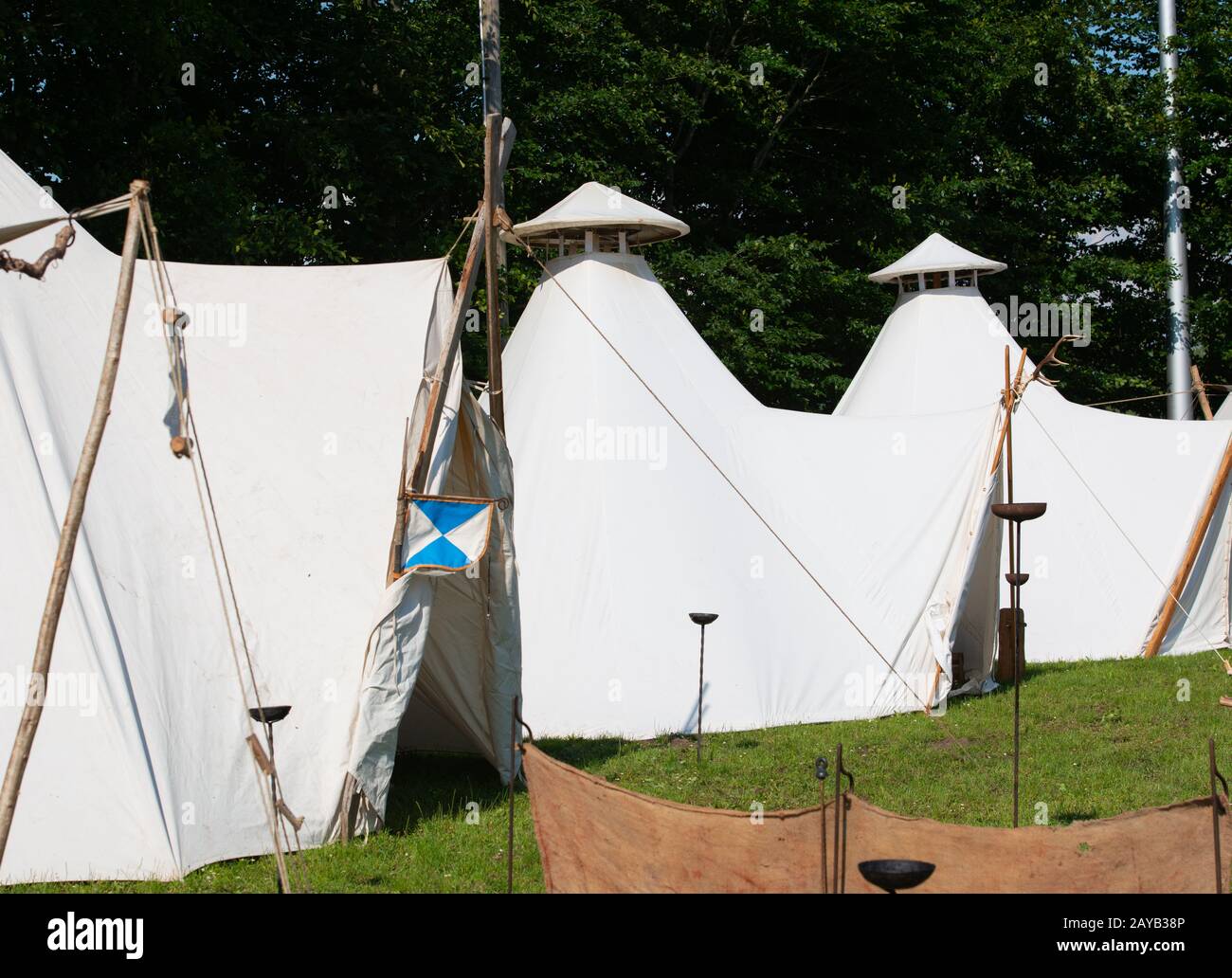 Tent camp and market stall at a medieval spectacle Stock Photo - Alamy