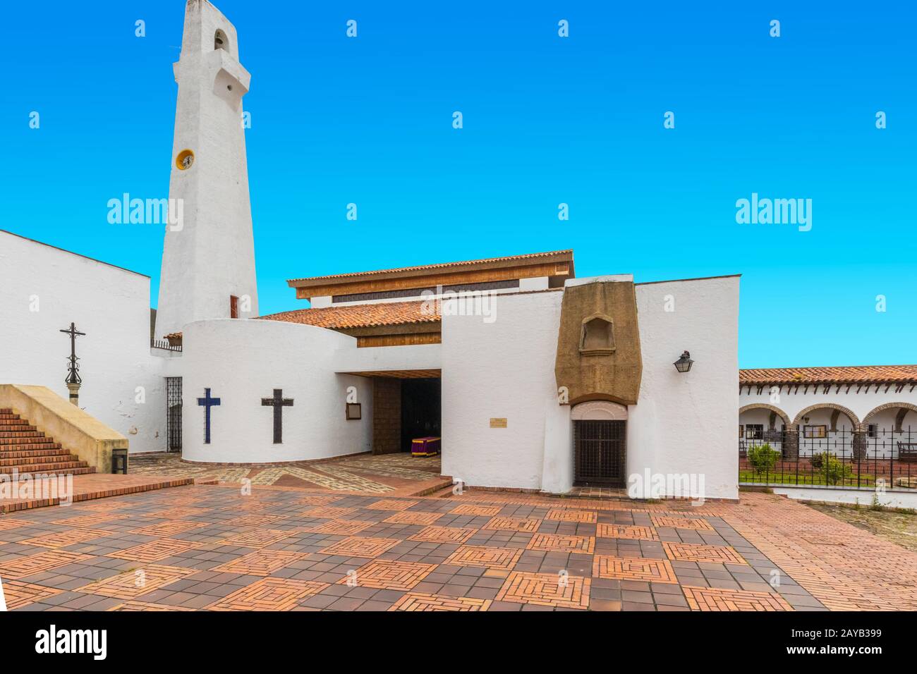 Colombia Guatavita our lady of sorrows parish  panoramic view Stock Photo