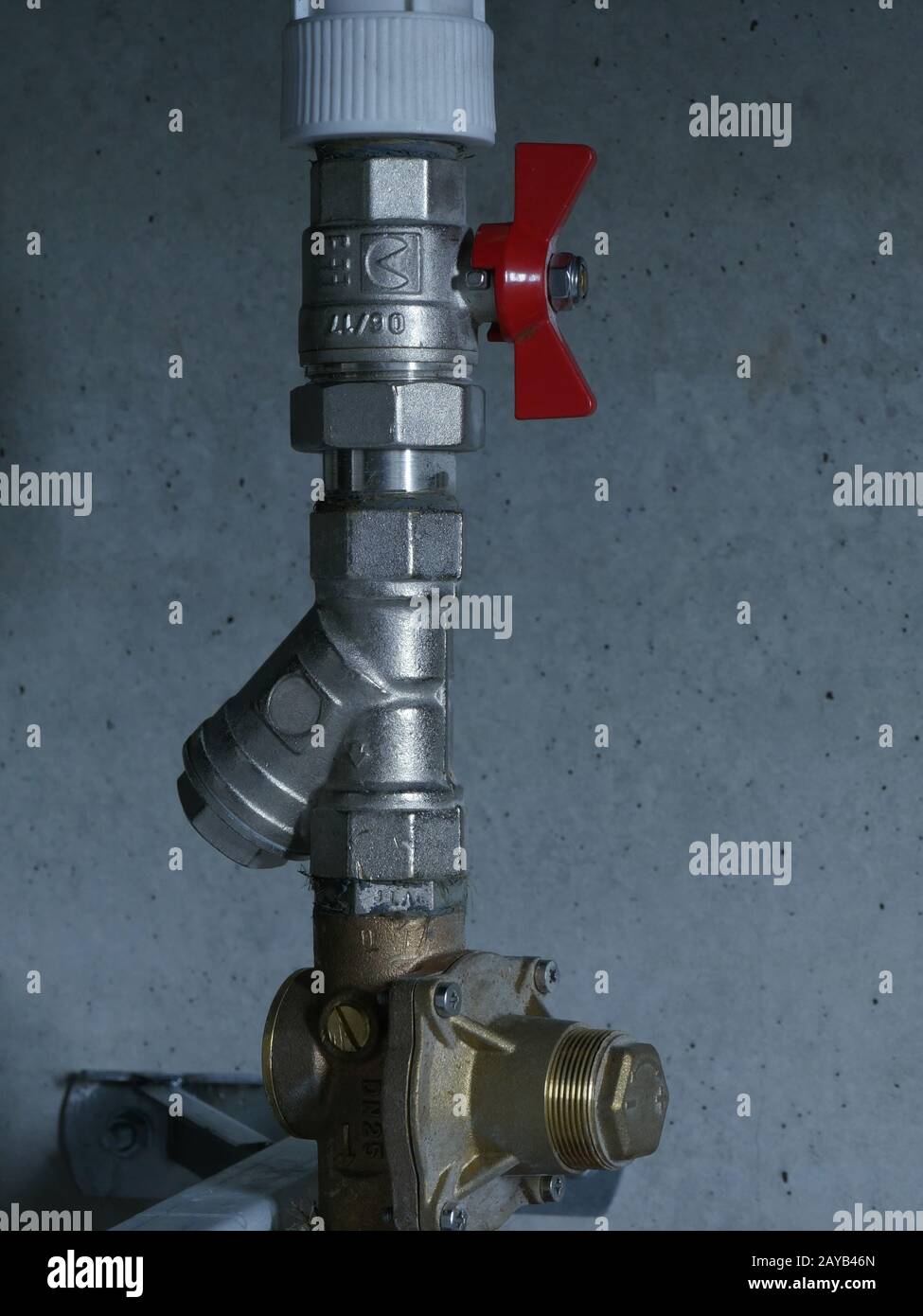water pipe with ball valve Stock Photo