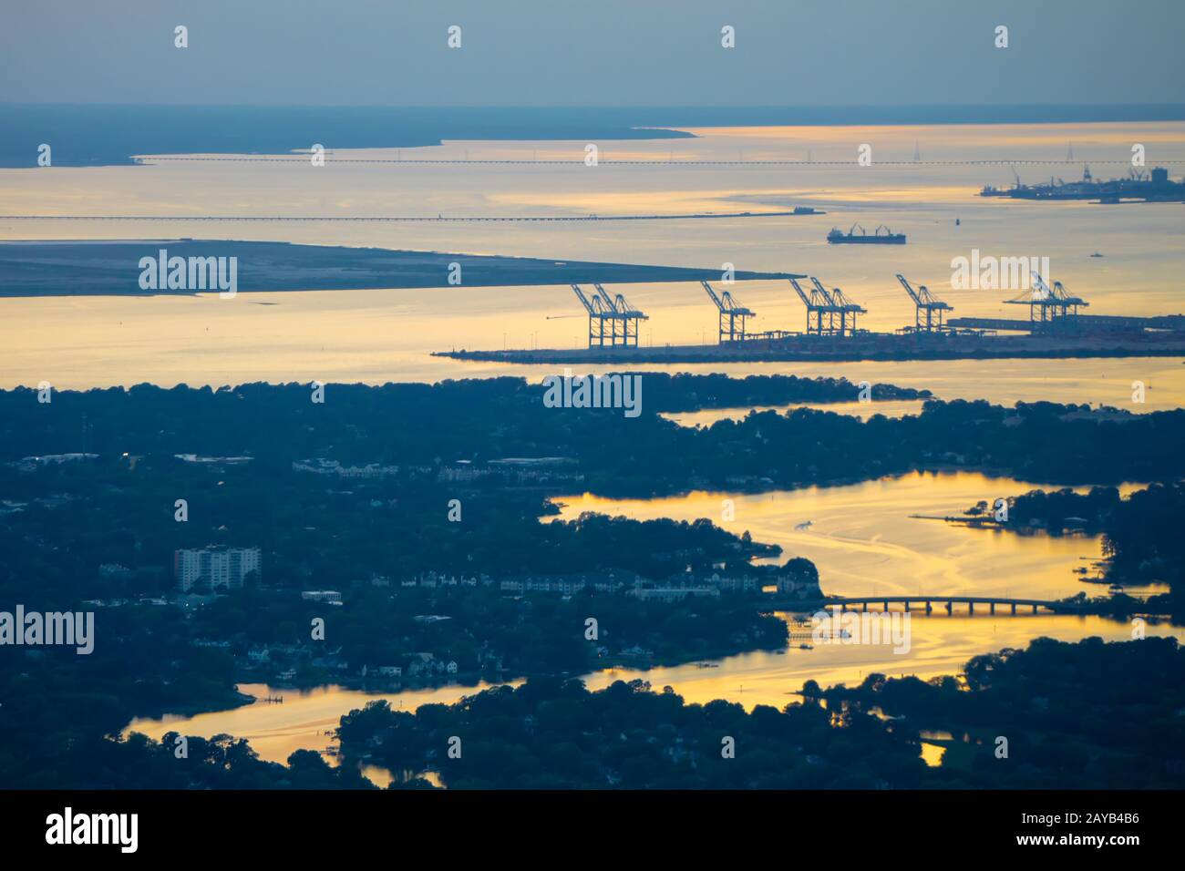norfolk virginia va port city at sunset Stock Photo Alamy