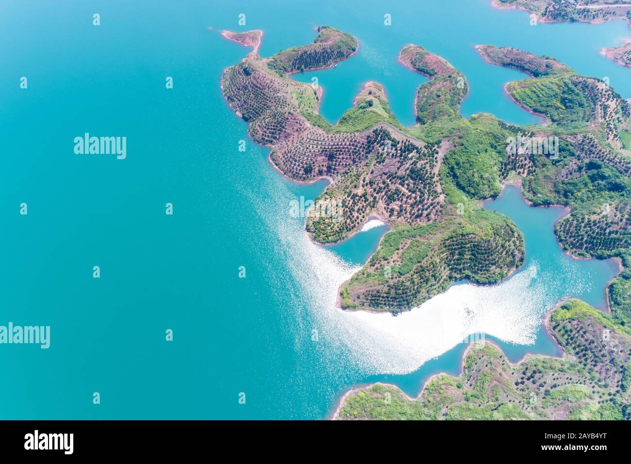 hangzhou thousand island lake in sunlight Stock Photo