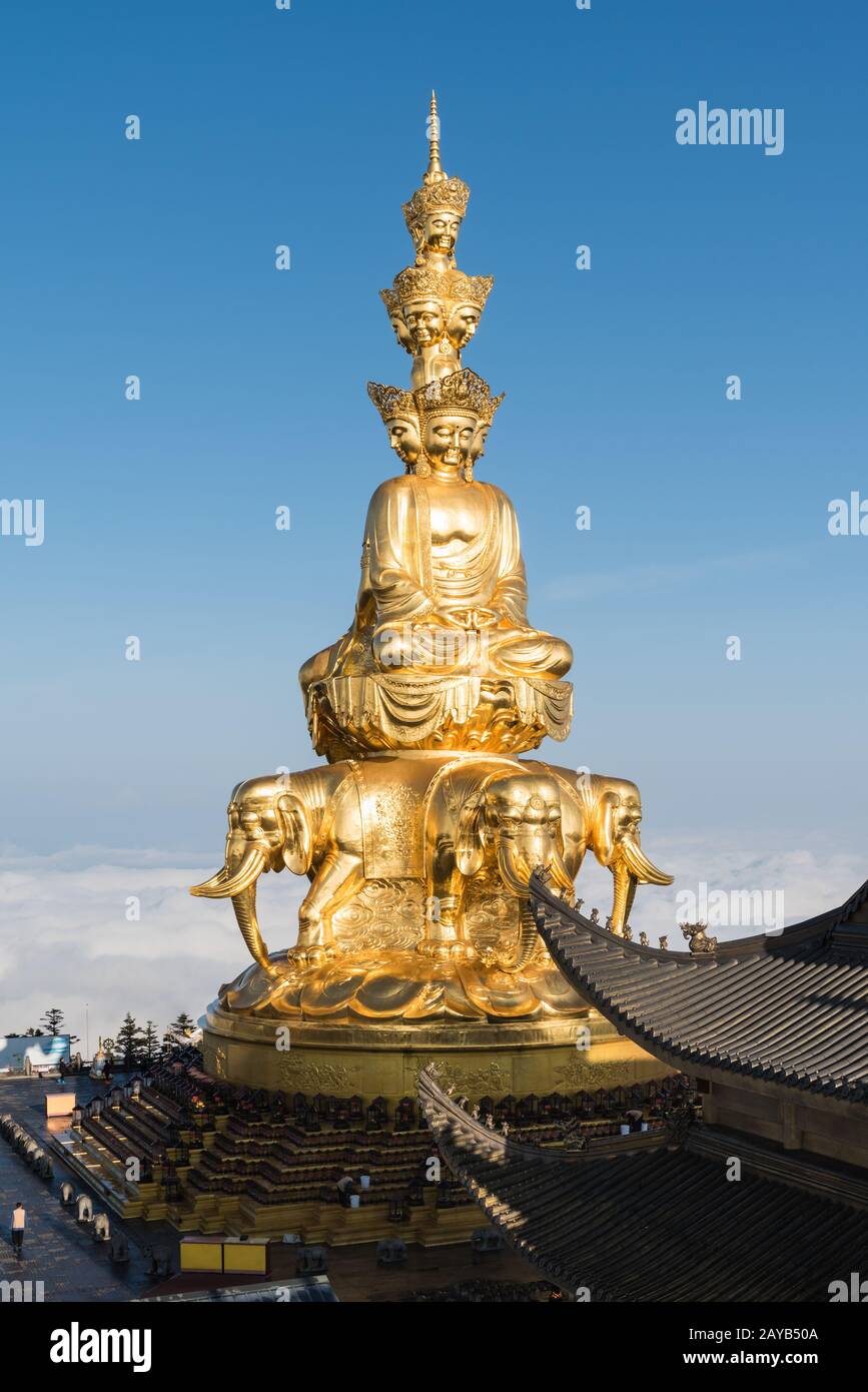 golden buddha in emei mountain Stock Photo