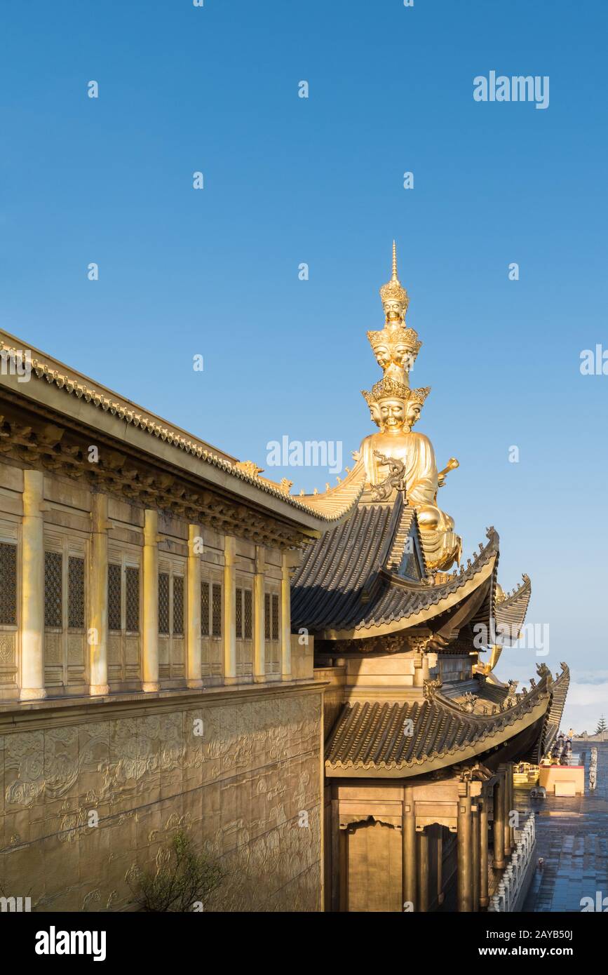 gold buddha in mount emei Stock Photo