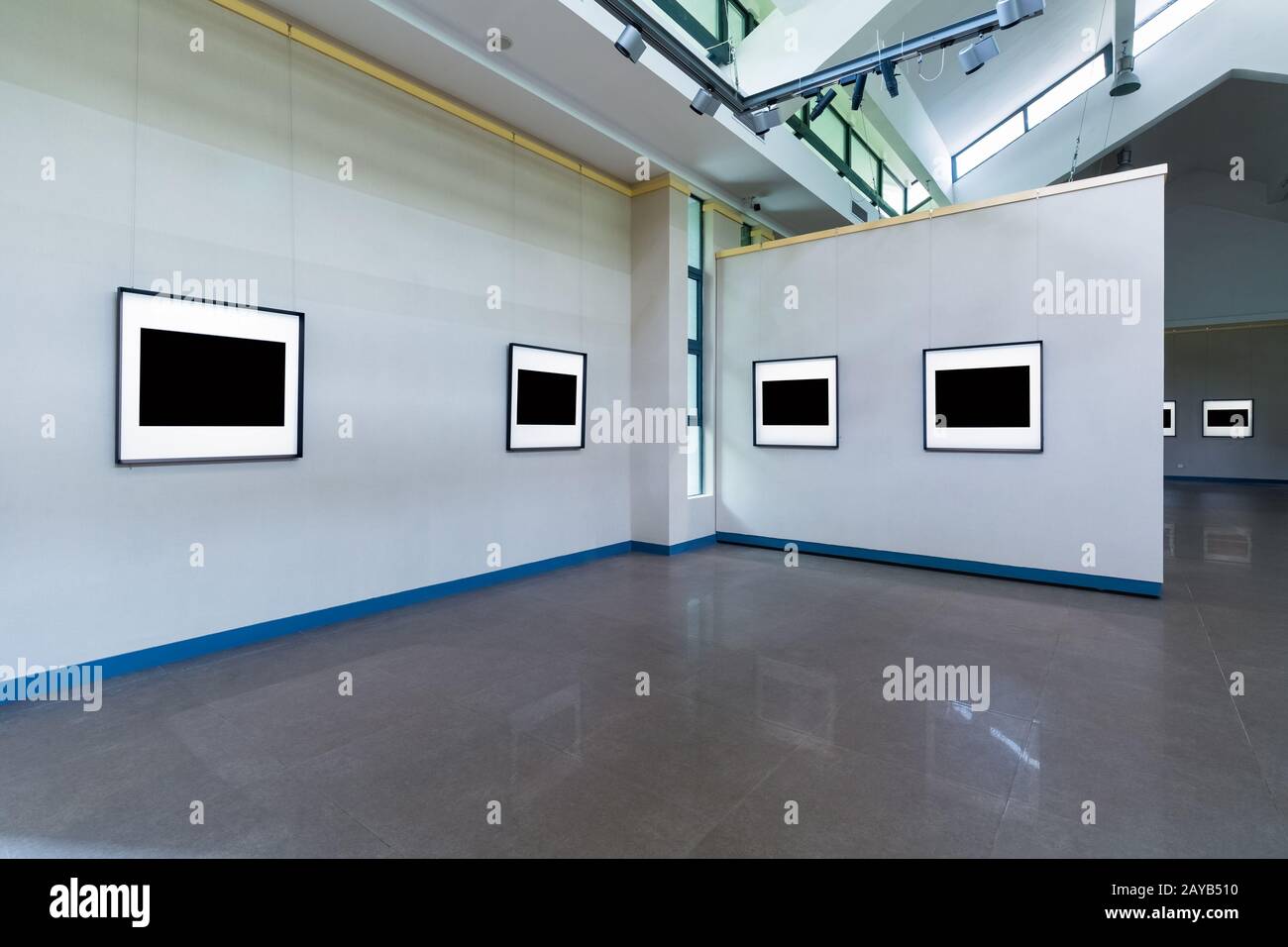 blank frames on exhibition room Stock Photo