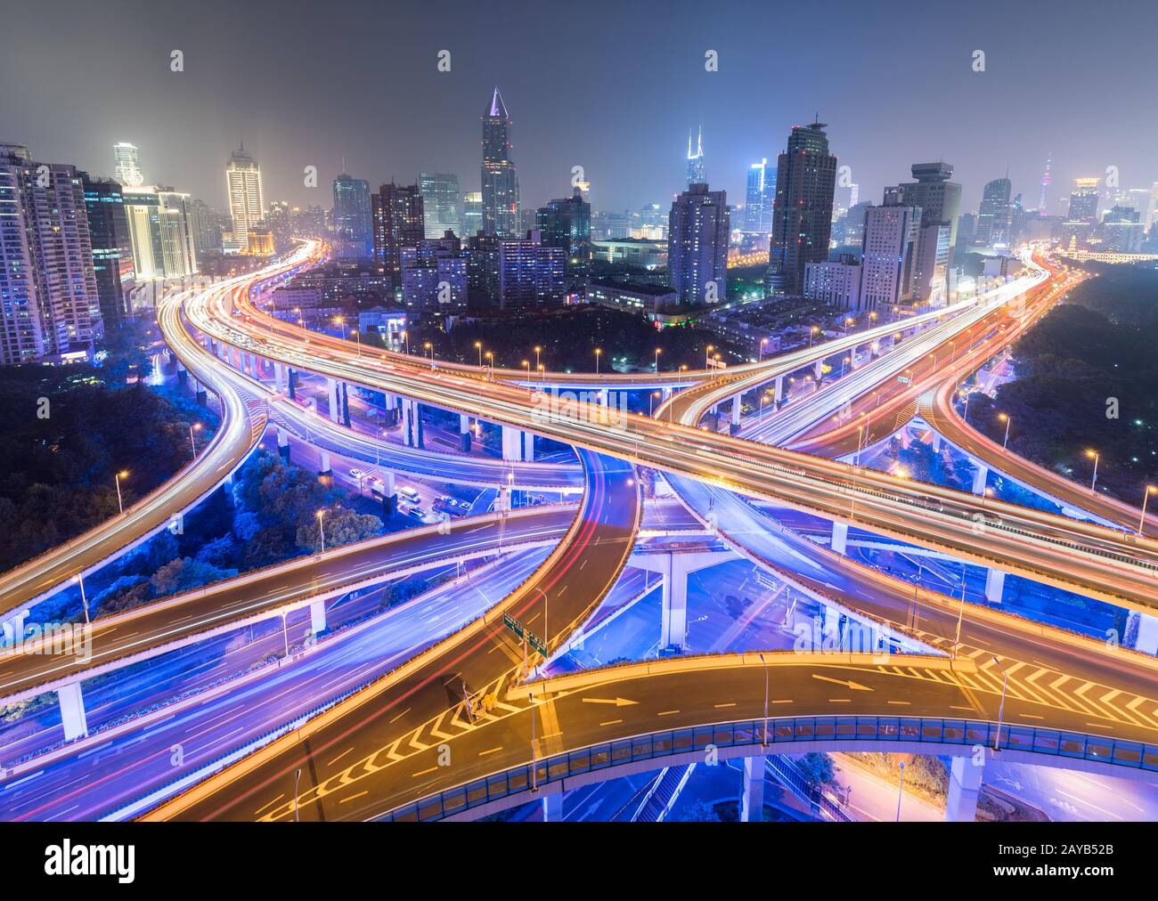 night view of city interchange Stock Photo