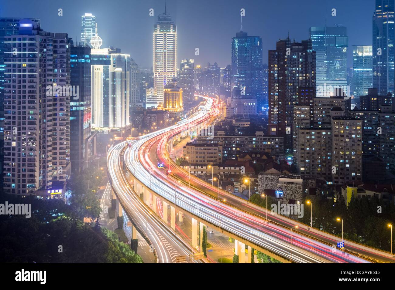 viaduct road through the center of the city Stock Photo