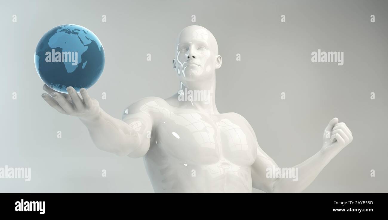 Man Holding Globe Stock Photo