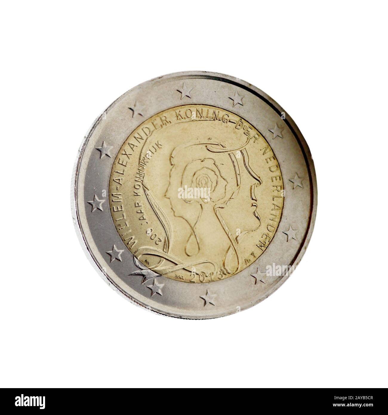 Dutch 2 euro coin with King Willem-Alexander Stock Photo