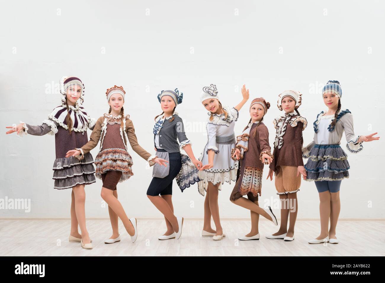 Girls in original colorful costumes portrait Stock Photo - Alamy