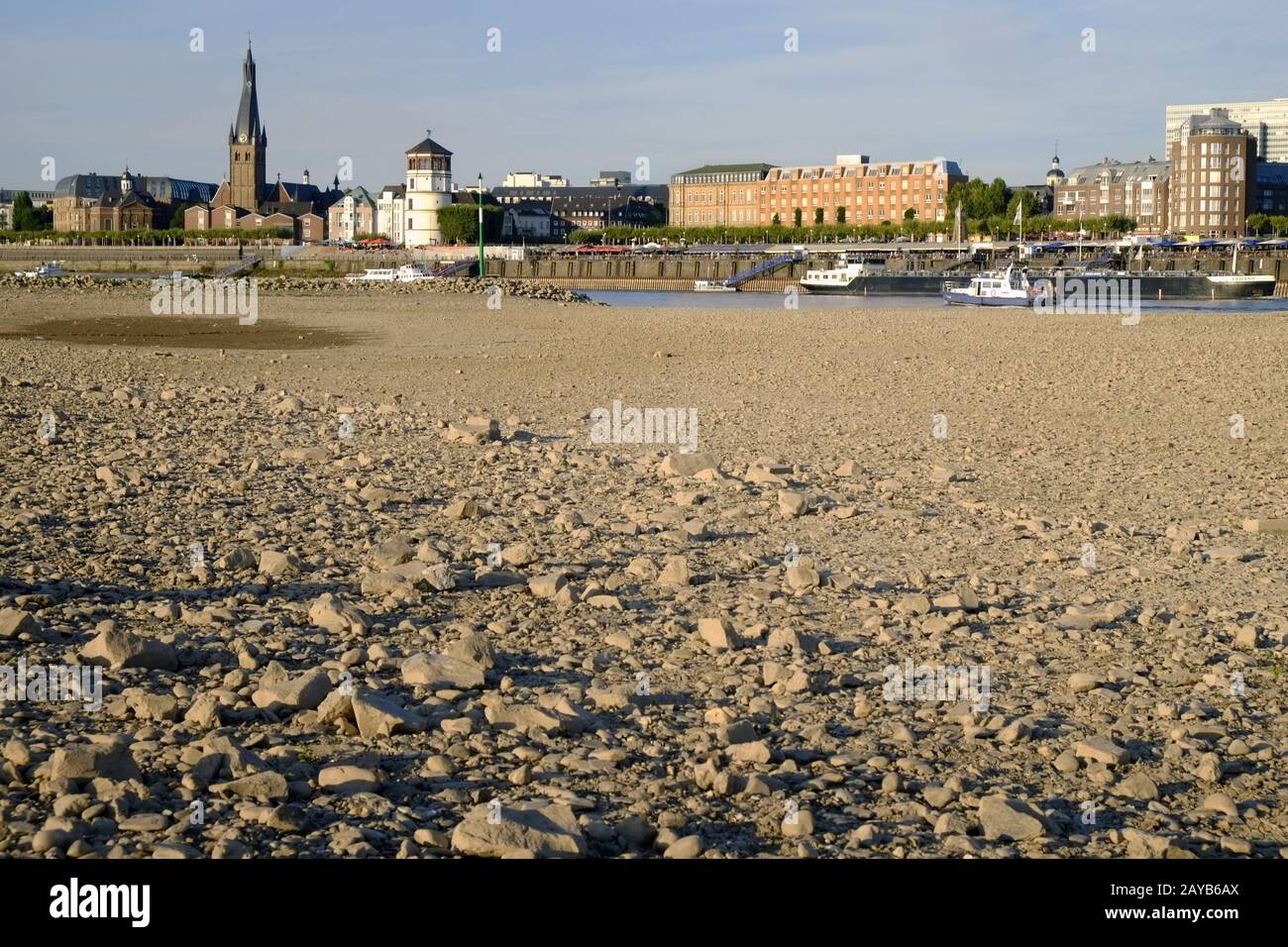 River Rhine at low water level Stock Photo
