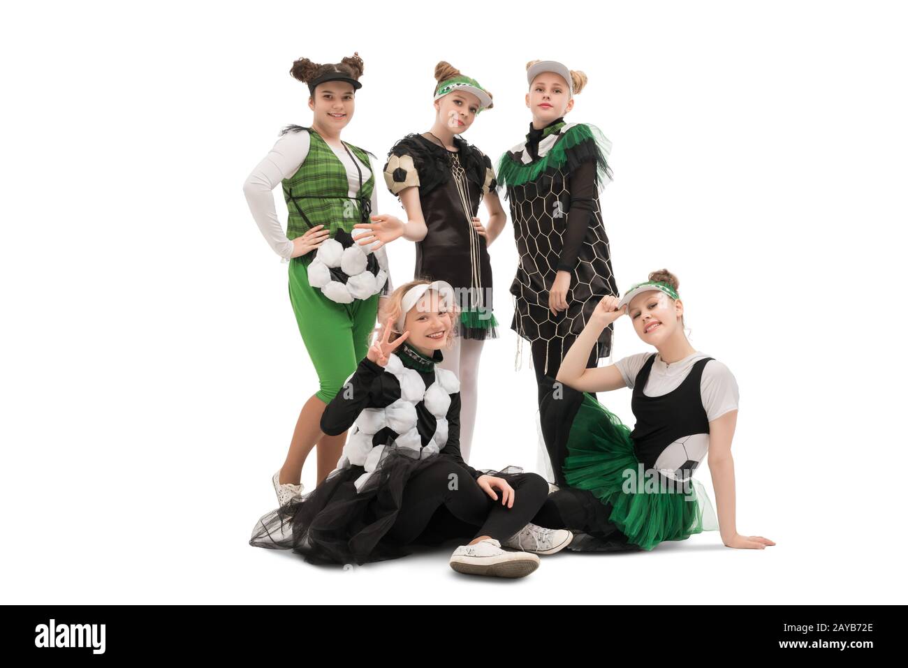 Girls in fashion costumes isolated view Stock Photo - Alamy
