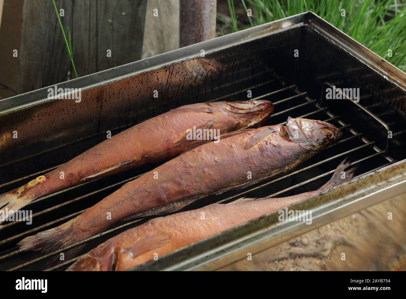 Smokehouse with smoked fish Stock Photo Alamy