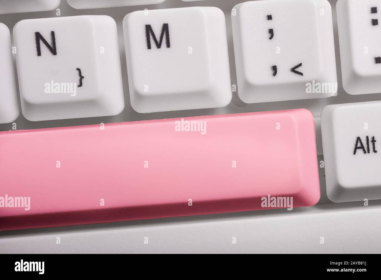 Business concept with notes and pc keyboard. Colourfull pc mockup keyboard with empty copy space above white background copycpac Stock Photo