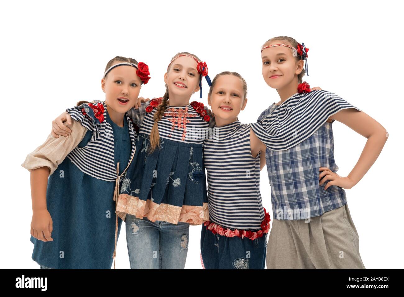 Pretty girls in original costumes isolated shot Stock Photo - Alamy
