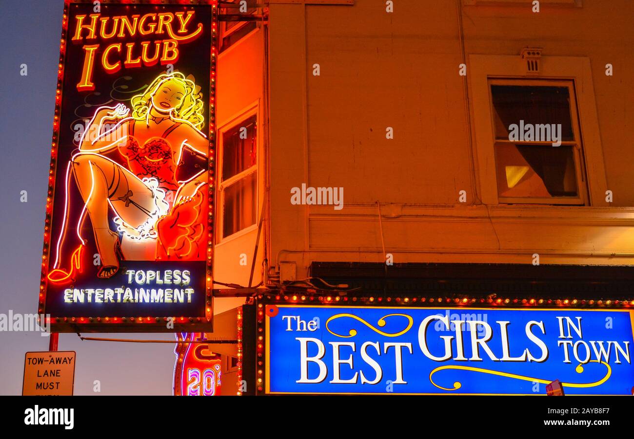 Hungry I Strip Club. Hungry I is a topless strip club featuring live adult entertainment on Broadway, North Beach, San Francisco, California. Stock Photo
