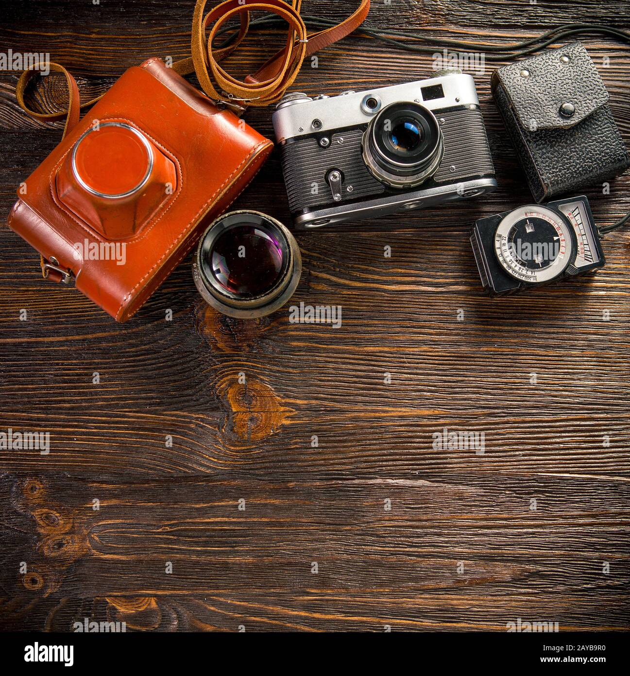 Exposure meter and retro camera Stock Photo Alamy