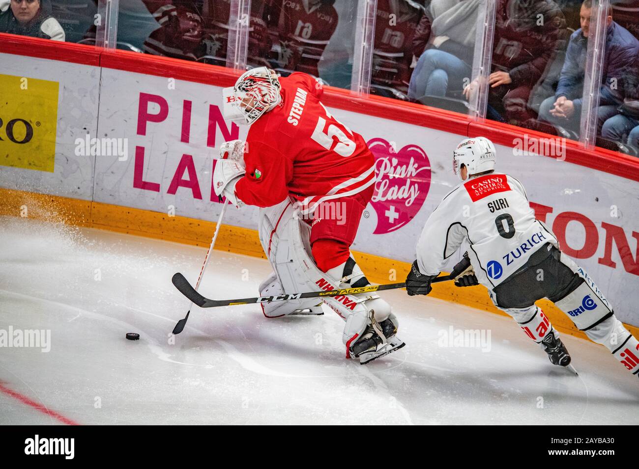 Lausanne, Switzerland. 02nd Apr, 2019. Stephan Tobias (goalkeeper) of Hc  Lausanne is a action during a Swiss League match with Lausanne Hc and Hc  Lugano (Photo by Eric Dubost/Pacific Press) Credit: Pacific