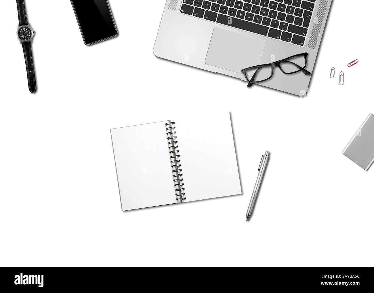 Office desk mockup top view isolated on white Stock Photo Alamy