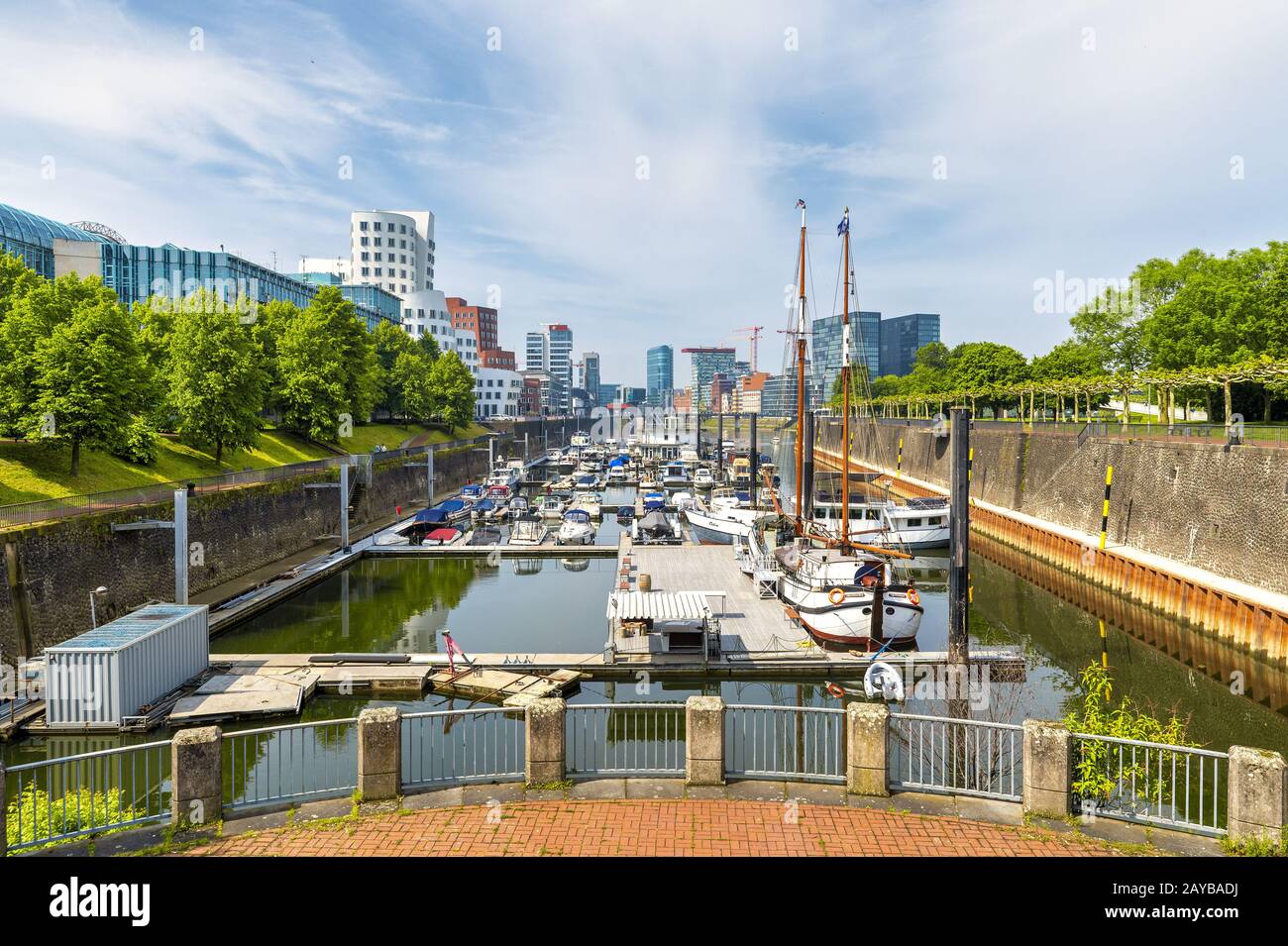 Düsseldorf city harbor in summer Stock Photo