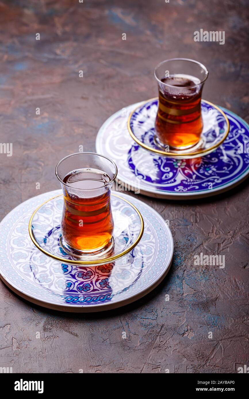 Traditional Turkish black tea in glass Stock Photo Alamy