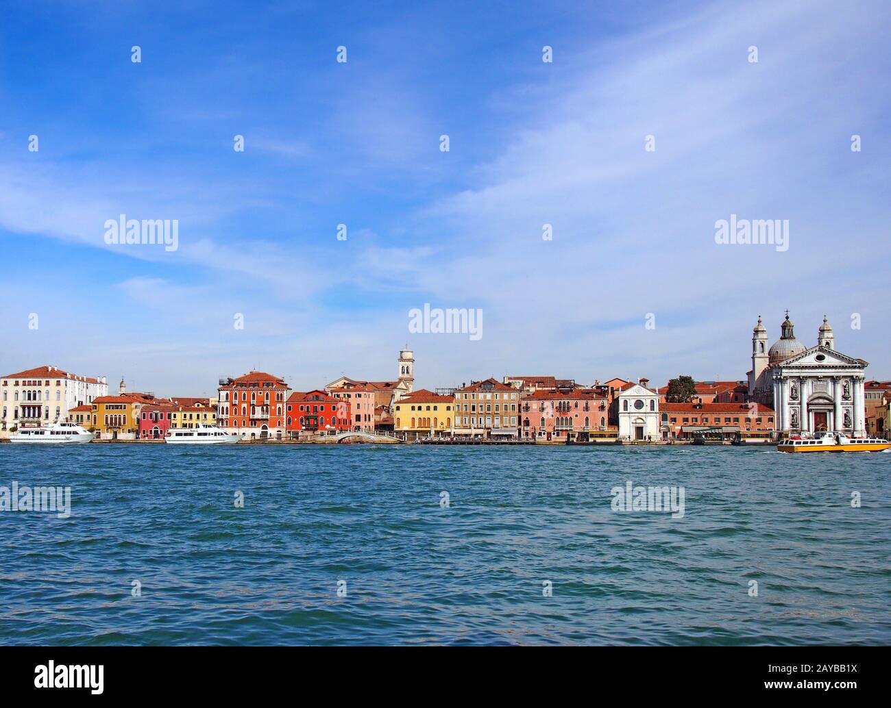 panoramic view of venice from the sea showing the zattere salute area ...