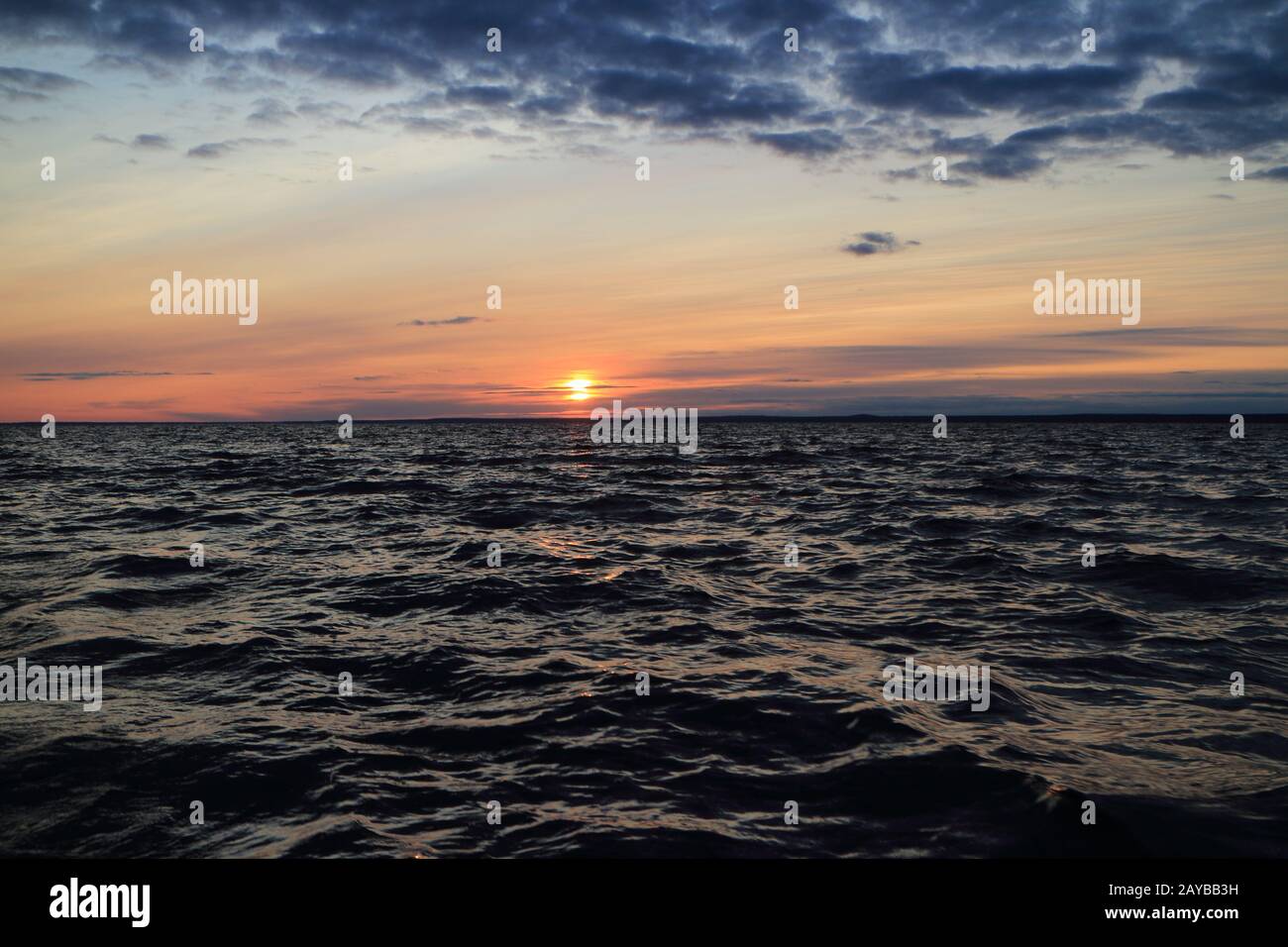 harsh sea in the evening at sunset Stock Photo