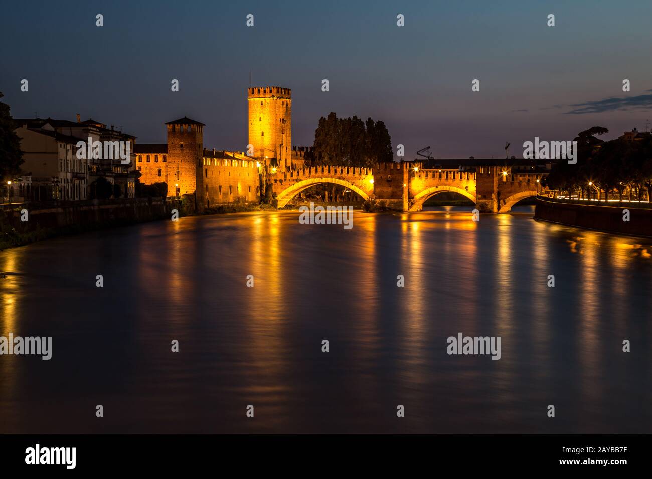 Verona city at night Stock Photo