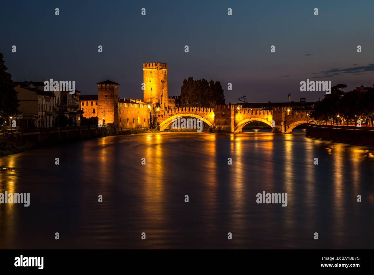 Verona city at night Stock Photo