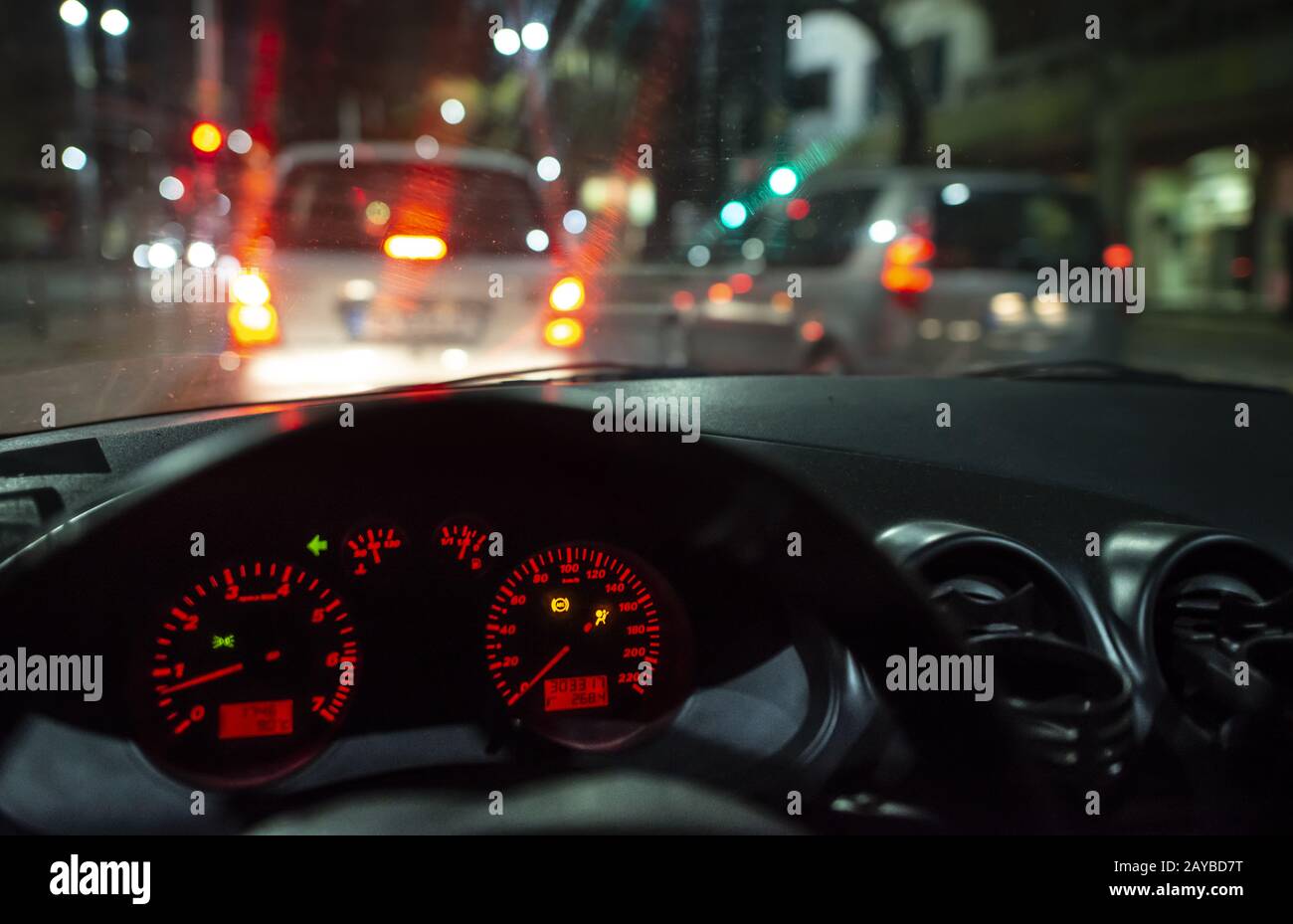 Car dashboard and window at night Stock Photo Alamy