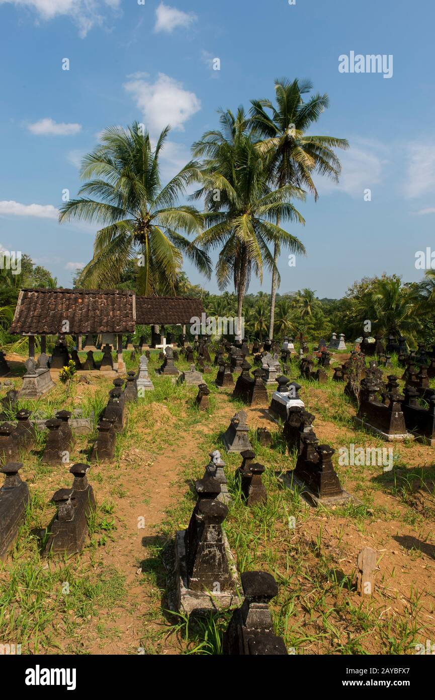 A cemetery next to rice fields on Java Island in Indonesia Stock Photo ...