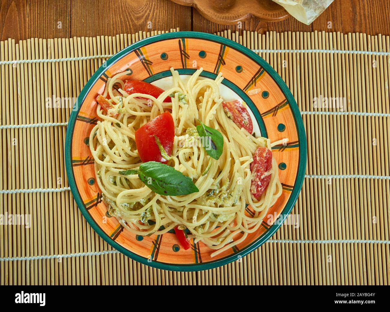 Sun Dried Tomato Alfredo With Zucchini Spaghetti Stock Photo Alamy