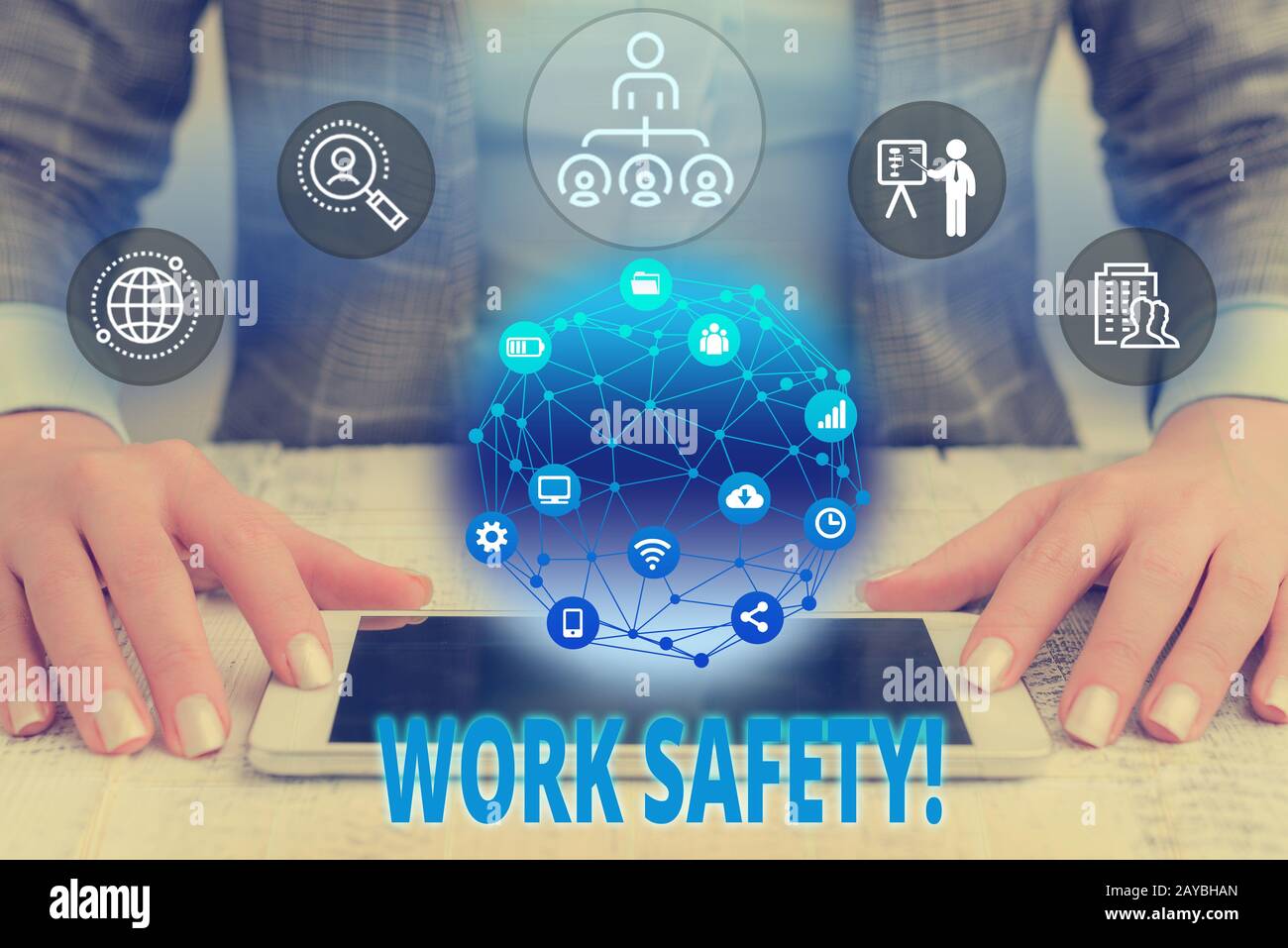 Word writing text Work Safety. Business concept for policies and procedures in place to ensure health of employees Female human Stock Photo