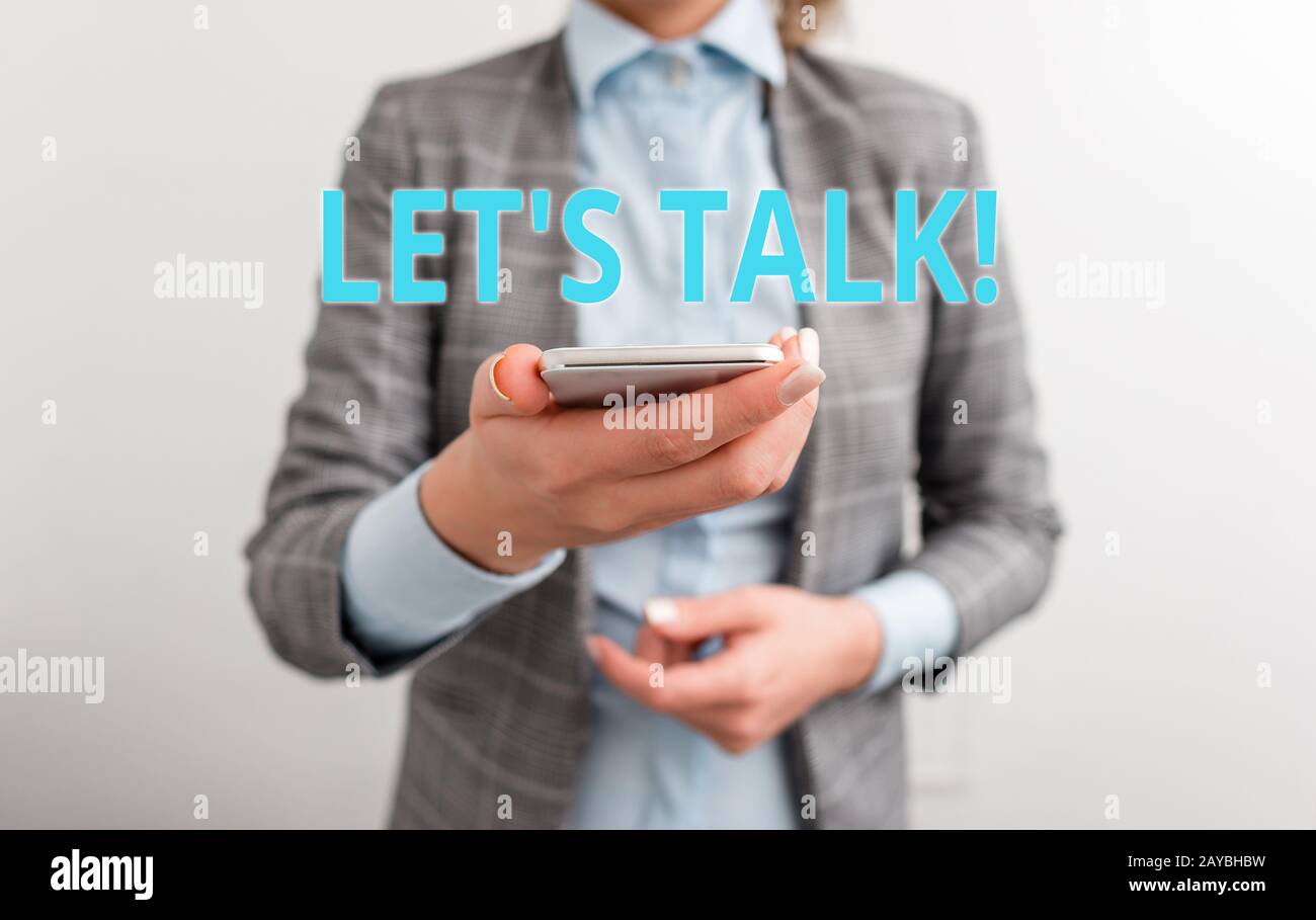 Word writing text Let S Talk. Business concept for they are suggesting beginning conversation on specific topic Business concept Stock Photo