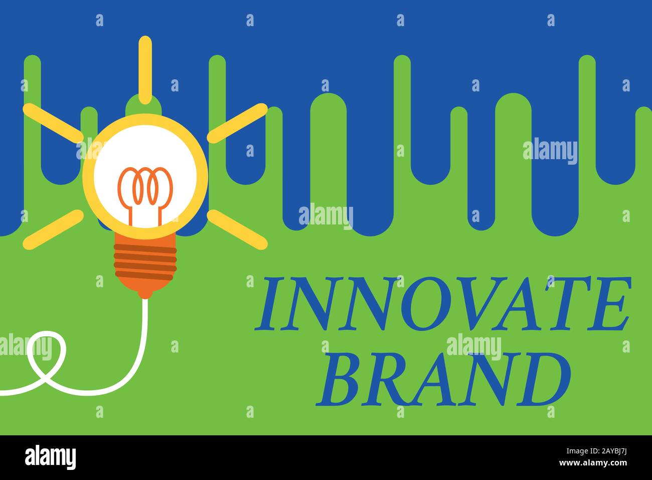 Handwriting text Innovate Brand. Concept meaning significant to innovate products, services and more Big idea light bulb. Succes Stock Photo
